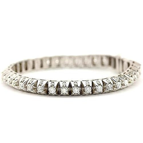 White Real Diamond Tennis Bracelet 6.35 Carats White Gold Jewelry 14K - Tennis Bracelet-harrychadent.ca