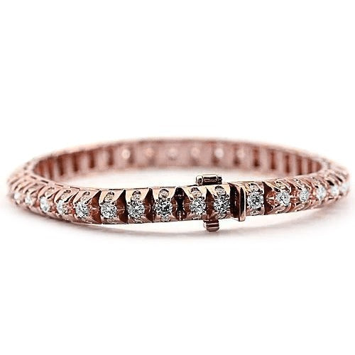 White Real Diamond Tennis Bracelet 6.35 Carats Women Rose Gold 14K - Tennis Bracelet-harrychadent.ca