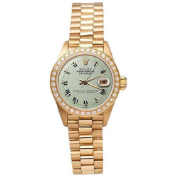 White Roman Dial Diamond Bezel Rolex Dj Watch President Style Yg