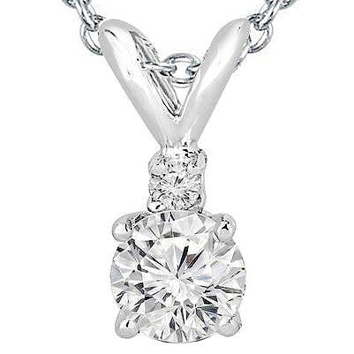 White Round Real Diamond Pendant Necklace 2.25 Carat White Gold 14K - Pendant-harrychadent.ca