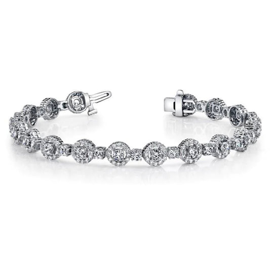 White Round Real Diamonds Tennis Bracelet Gold 14K 9.40 Carats