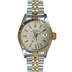 White Stick Dial Fluted Bezel Date Ladies Watchtt Jubilee Bracelet