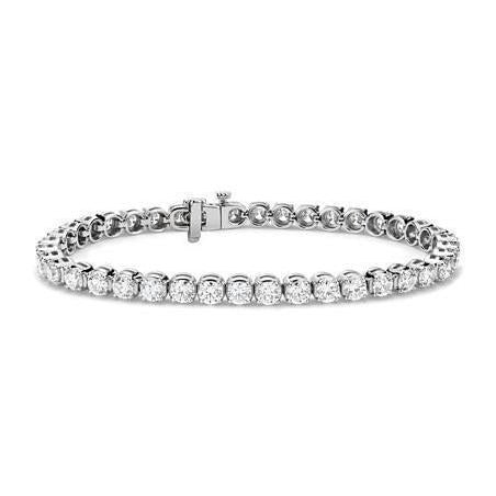 White Gold 12 Carats Lab Grown Diamond Tennis Bracelet Fine Jewelry 14K