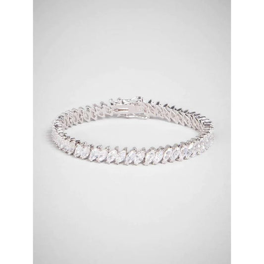 White Gold 14K 20 Carats Marquise Cut Lab Grown Diamonds Tennis Bracelet New