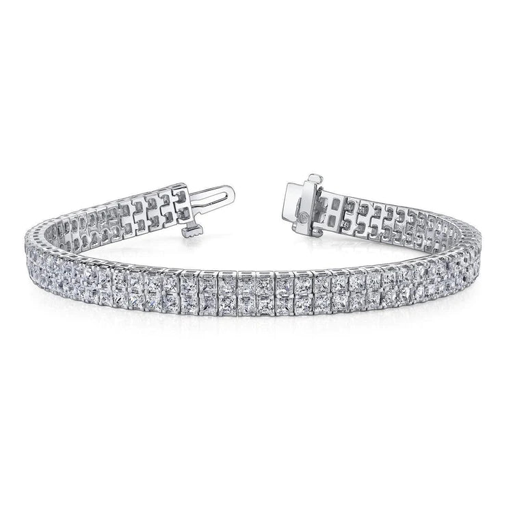 White Gold 14K Princess Cut 20.10 Carats Sparkling Lab Grown Diamonds Bracelet
