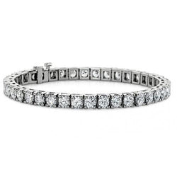 White Gold 14K Prong Set Round Cut 12 Carats Lab Grown Diamonds Bracelet