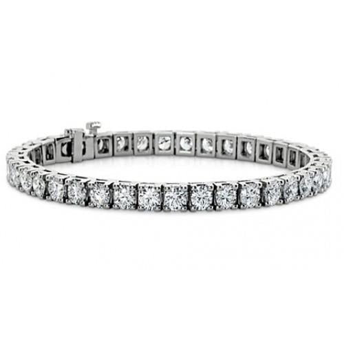 White Gold 14K Prong Set Round Cut 12 Carats Lab Grown Diamonds Bracelet