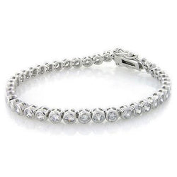 White Gold 14K Round Lab Grown Diamond Tennis Bracelet Women Jewelry 12 Ct