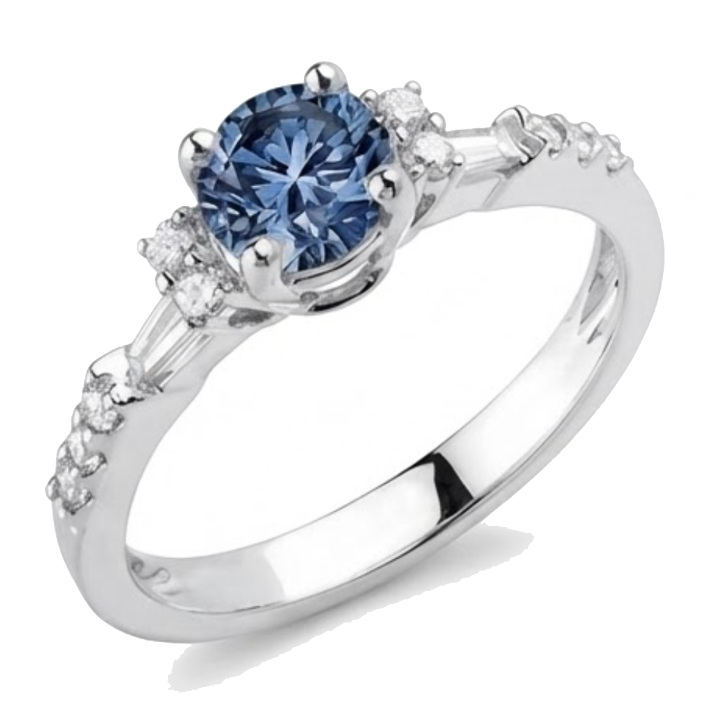 White Gold 1 Carat Blue White Natural Earth Mined Diamonds Engagement Ring