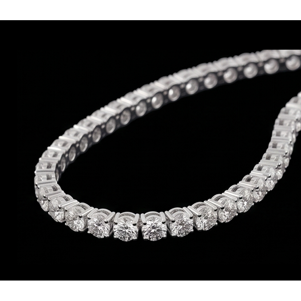 White Gold 9 Carat Lab Grown Diamonds Tennis Necklace 14K