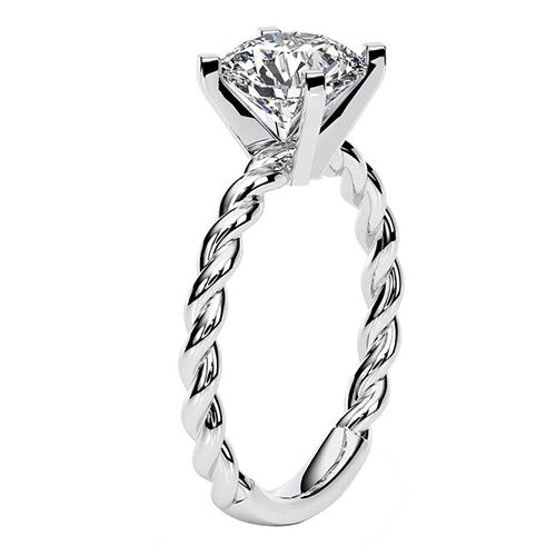Natural Fine Diamond Solitaire Engagement Ring – side view