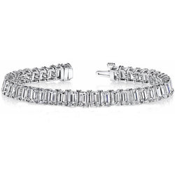White Gold Emerald Lab Grown Diamonds Tennis Bracelet Jewelry 30.40 Ct