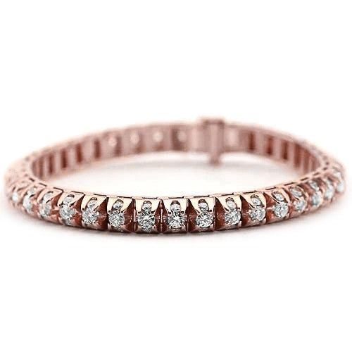 White Lab Grown Diamond Tennis Bracelet 6.35 Carats Women Rose Gold 14K - Tennis Bracelet-harrychadent.ca