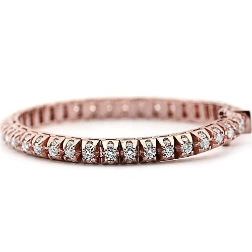 White Lab Grown Diamond Tennis Bracelet 6.35 Carats Women Rose Gold 14K - Tennis Bracelet-harrychadent.ca