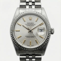 White Luminous Dial Rolex Date Just Ss Watch Fluted Bezel Datejust