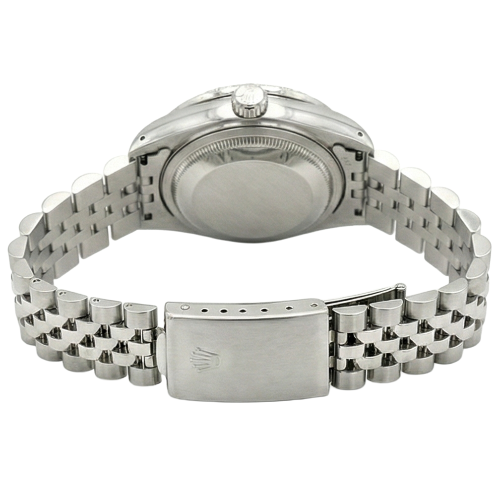 White Roman Dial Date Just Diamond Bracelet Rolex Ladies Watch