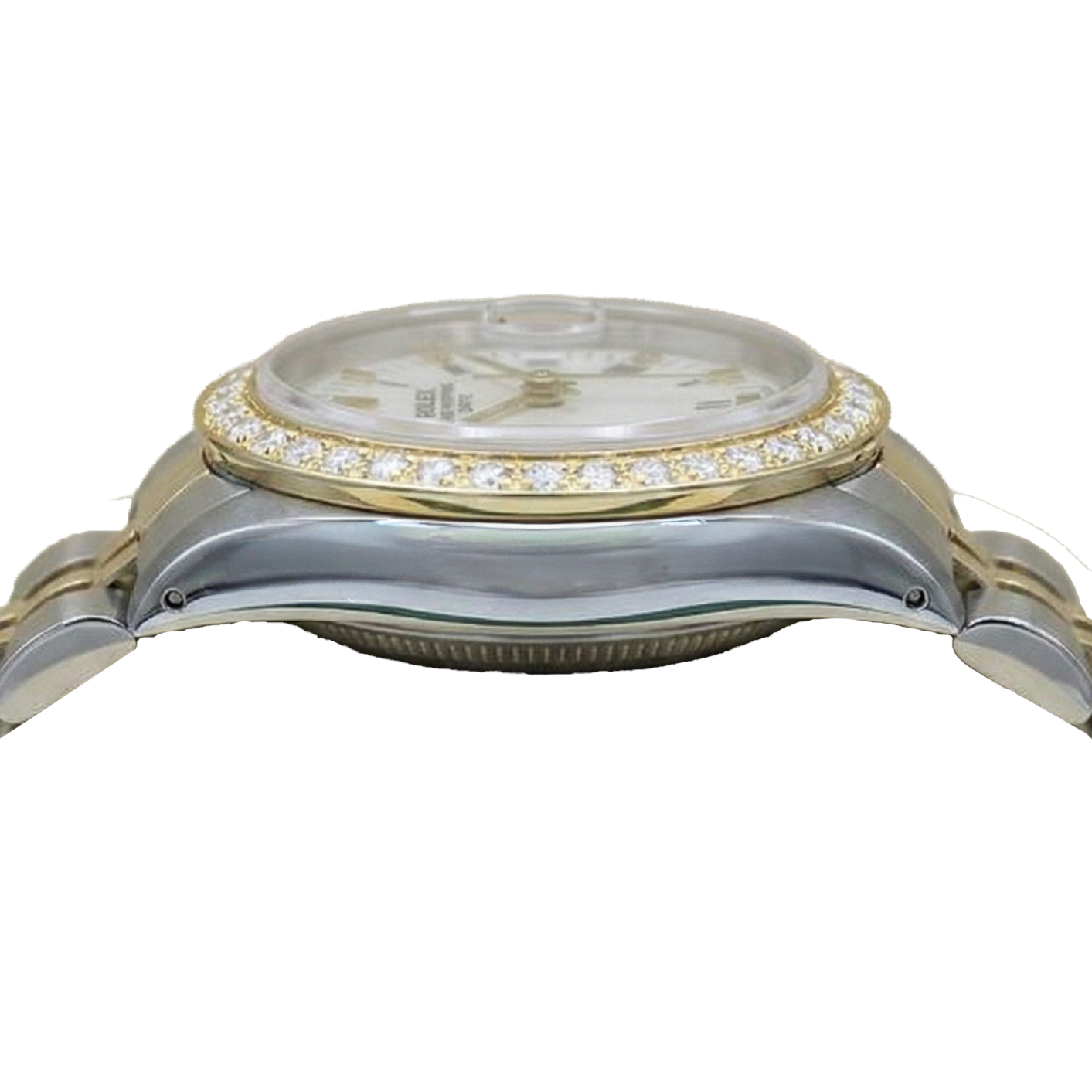 White Roman Dial Diamond Bezel Rolex Date Women Watch Tt Jubilee