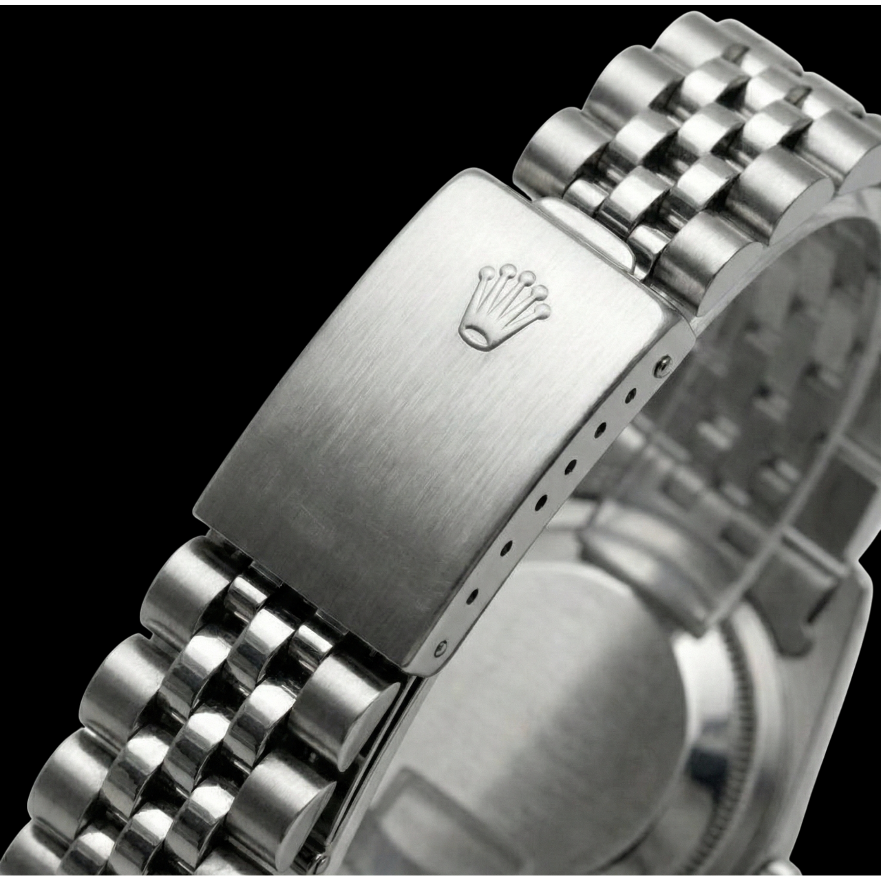 White Roman Dial Rolex Ladies Bracelet Date Just Diamond Bezel