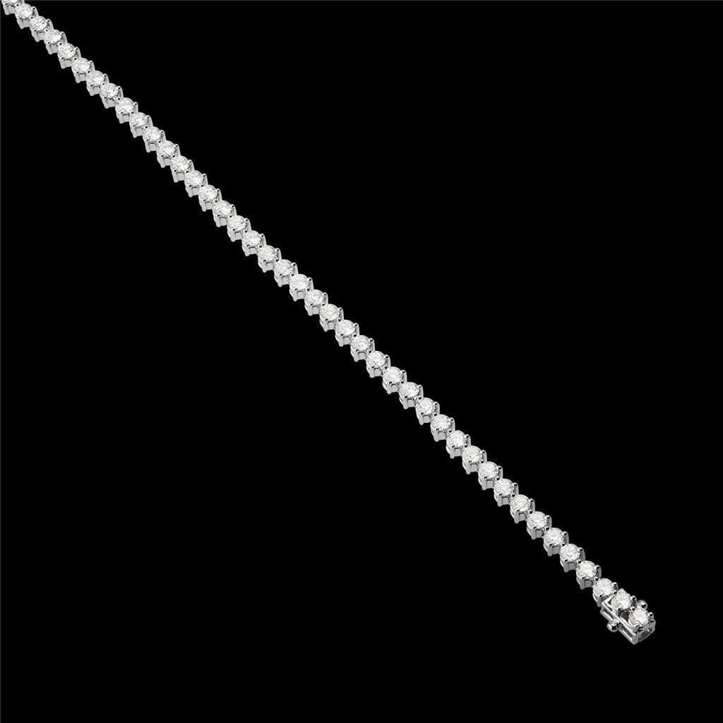 White Round Lab Grown Diamonds Tennis Bracelet 10.66 Carats 14K White Gold