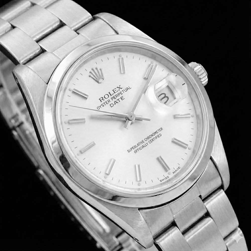 White Stick Dial Rolex Date Men Watch Oyster Bracelet Ss