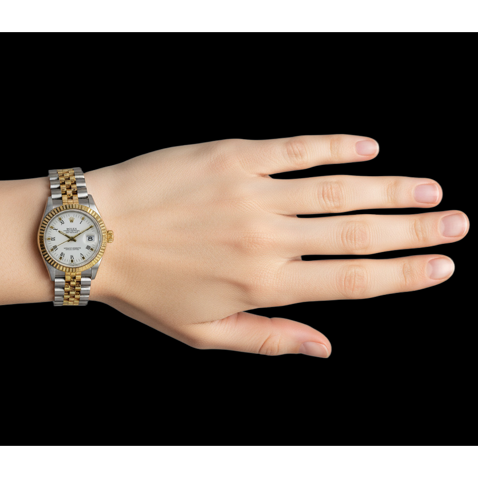 White Stick Dial Rolex Jubilee Bracelet Datejust Watch Gold Ss P2