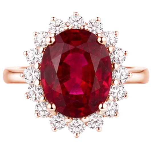 natural round ruby 8.50ct ring front view