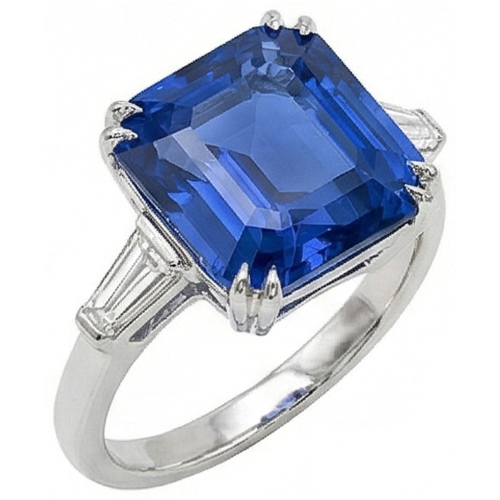 Women 3 Stone Emerald Sapphire Ring & Natural Earth Mined Diamond ( Not Lab Grown )s 4.50 Carats
