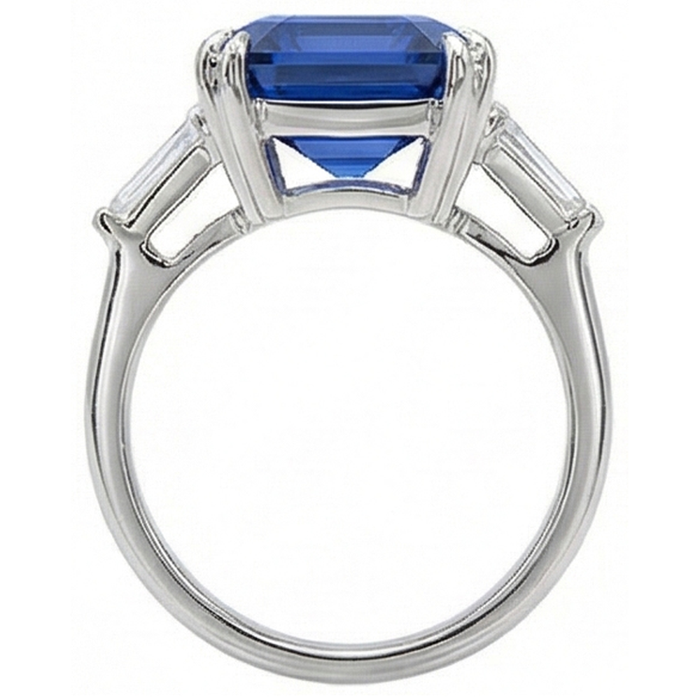 Women 3 Stone Emerald Sapphire Ring & Natural Earth Mined Diamond ( Not Lab Grown )s 4.50 Carats