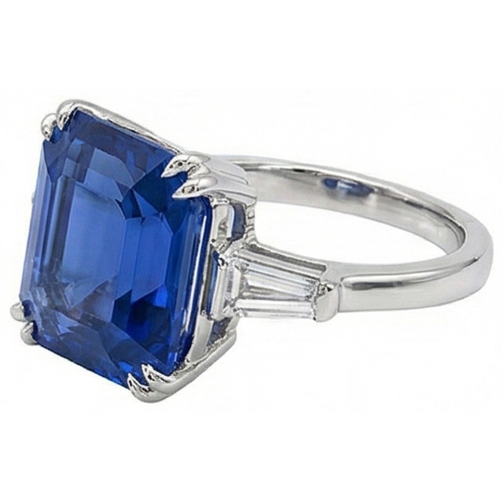 Women 3 Stone Emerald Sapphire Ring & Natural Earth Mined Diamond ( Not Lab Grown )s 4.50 Carats