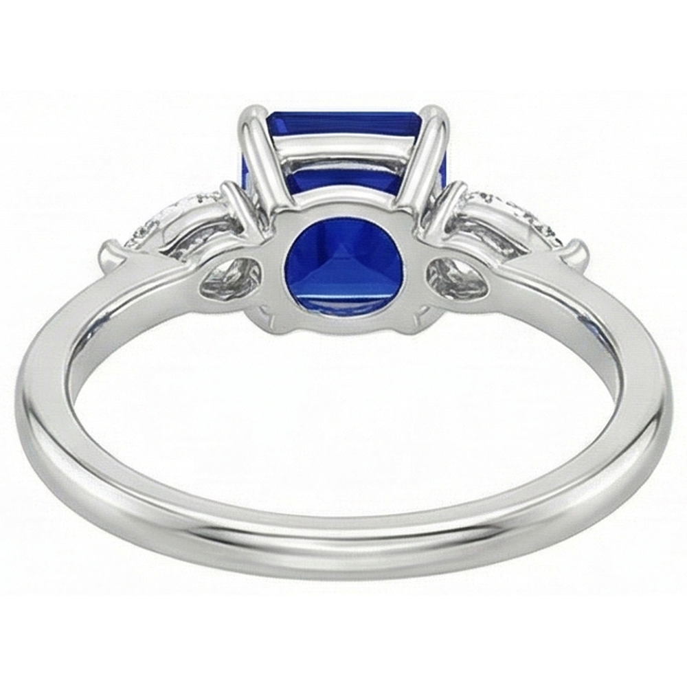 natural cushion sapphire 2.75ct ring on white background