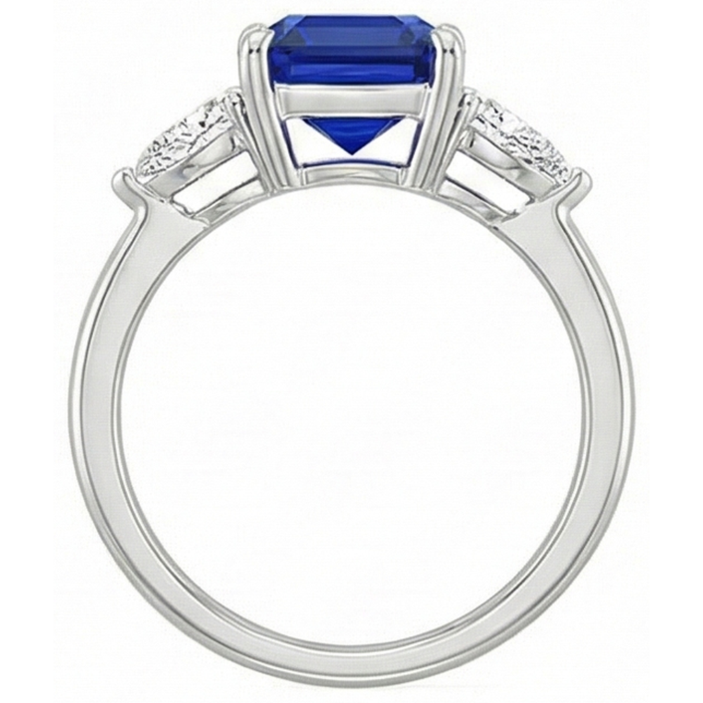 natural cushion sapphire 2.75ct ring profile view