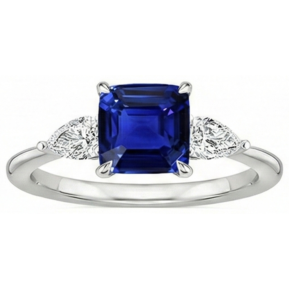 natural cushion sapphire 2.75ct ring side angle