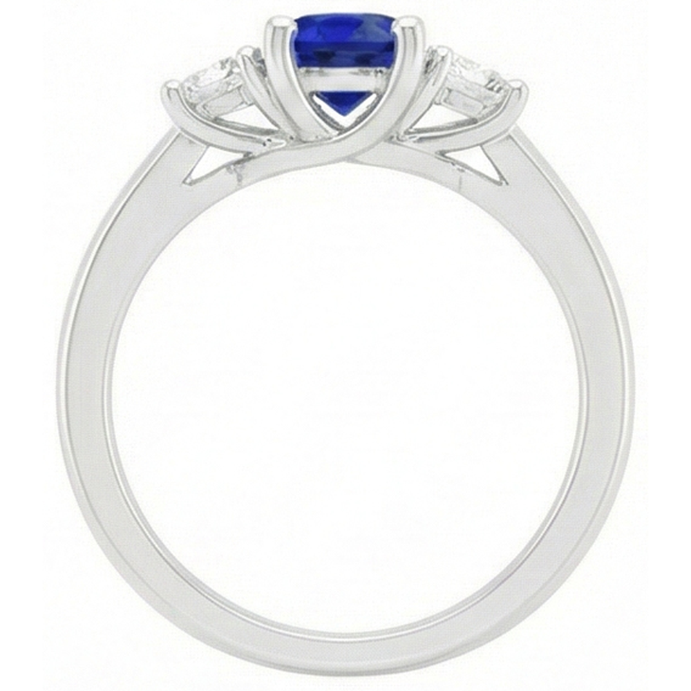 natural round sapphire 1.50ct ring on white background