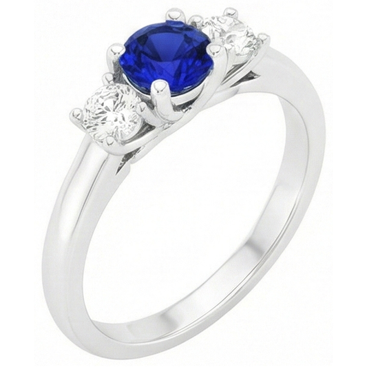 natural round sapphire 1.50ct ring front view