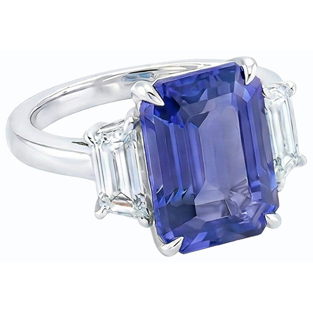 natural emerald sapphire 4ct ring profile view