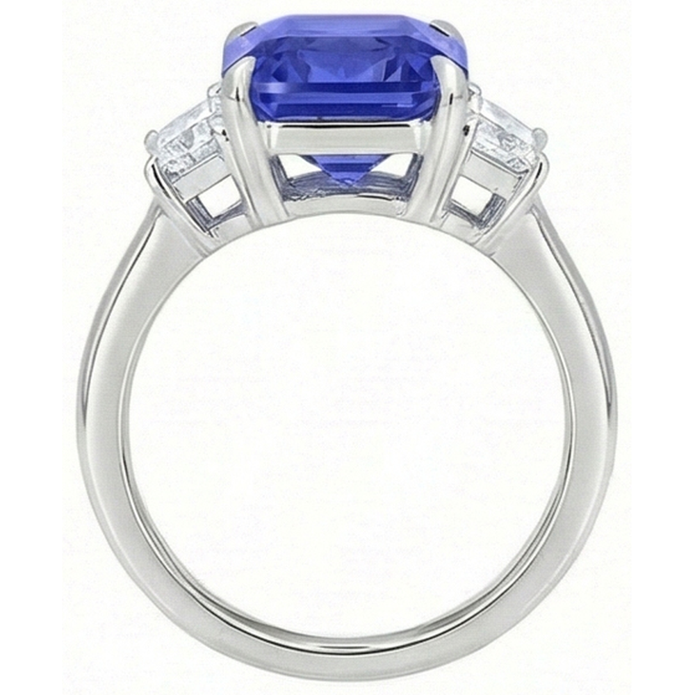 natural radiant sapphire 5.50ct ring top view