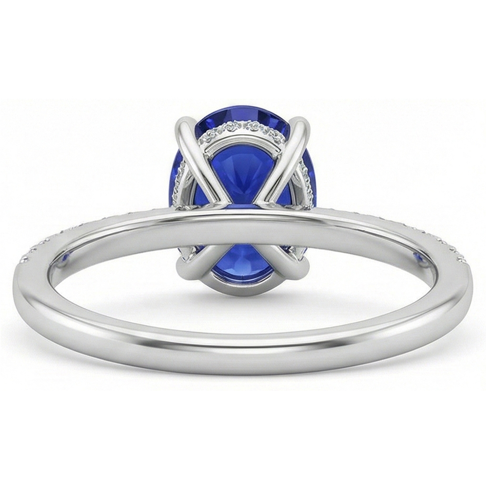 natural round sapphire 4.50ct ring side angle