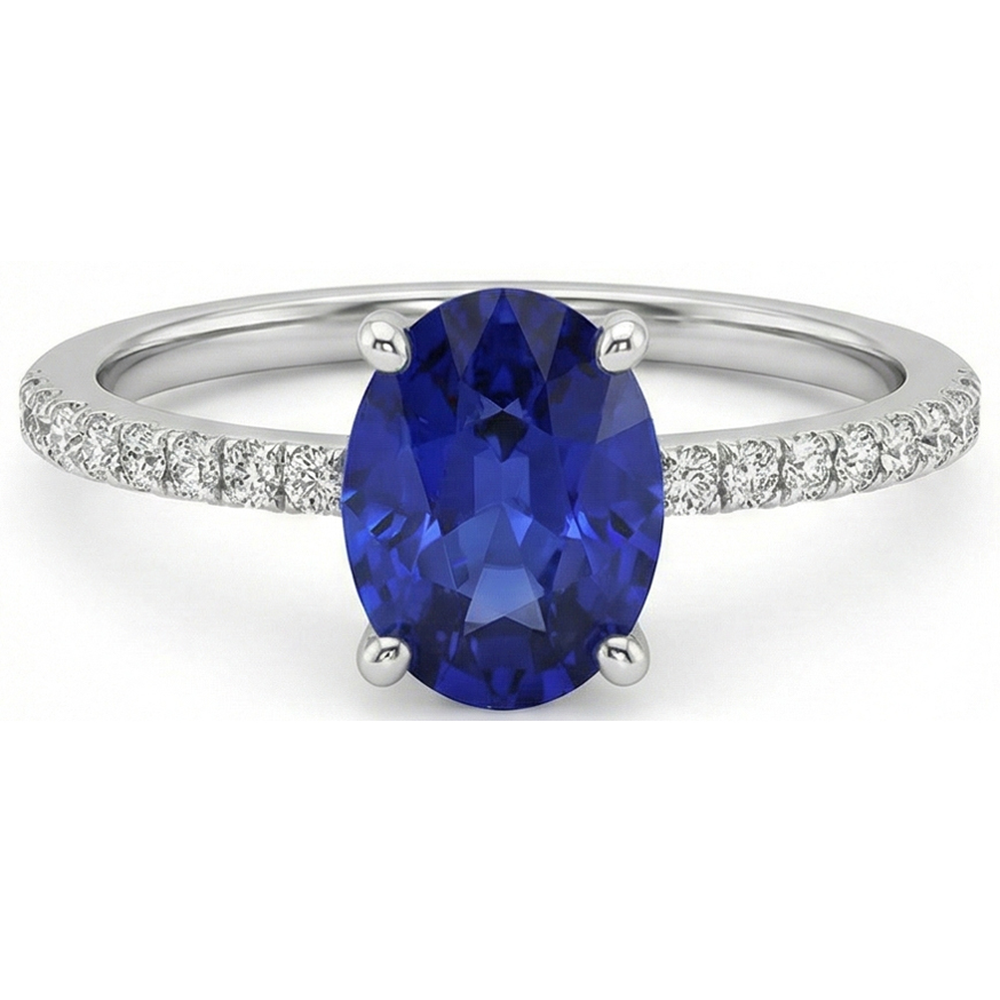 natural round sapphire 4.50ct ring top view