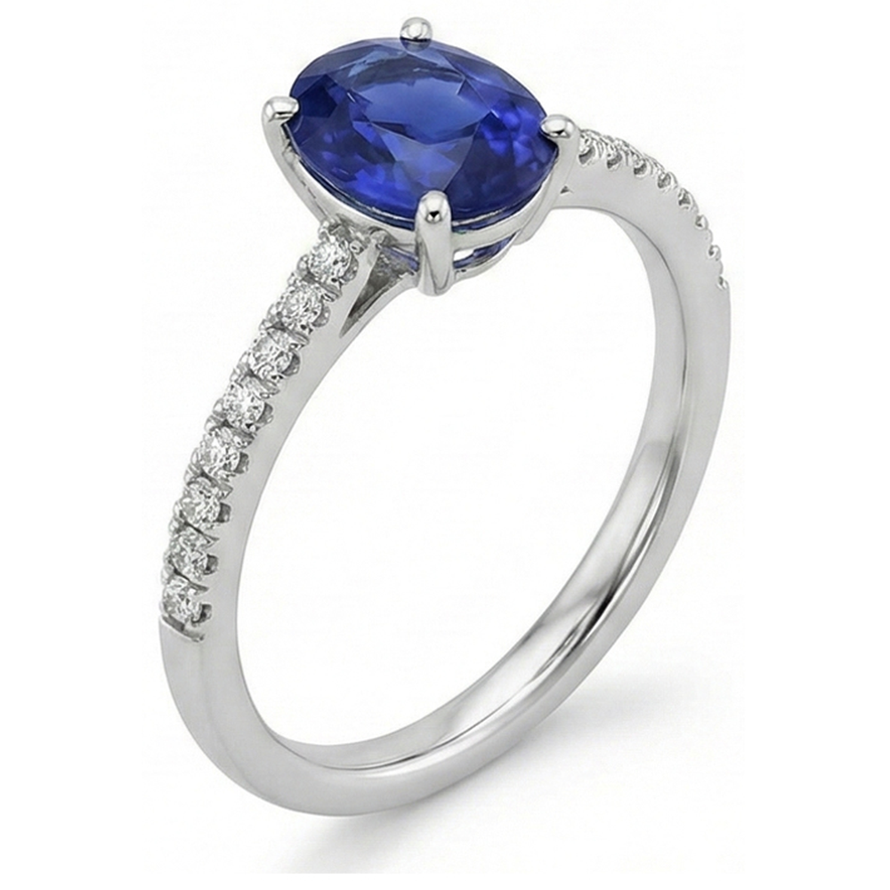 natural round sapphire 4.50ct ring profile view