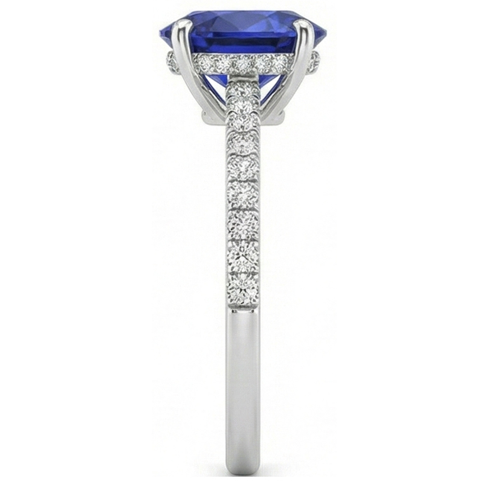 natural round sapphire 4.50ct ring band detail
