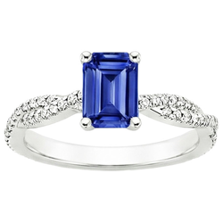 Natural Sapphire Ring 4.25ct - White Gold 14K