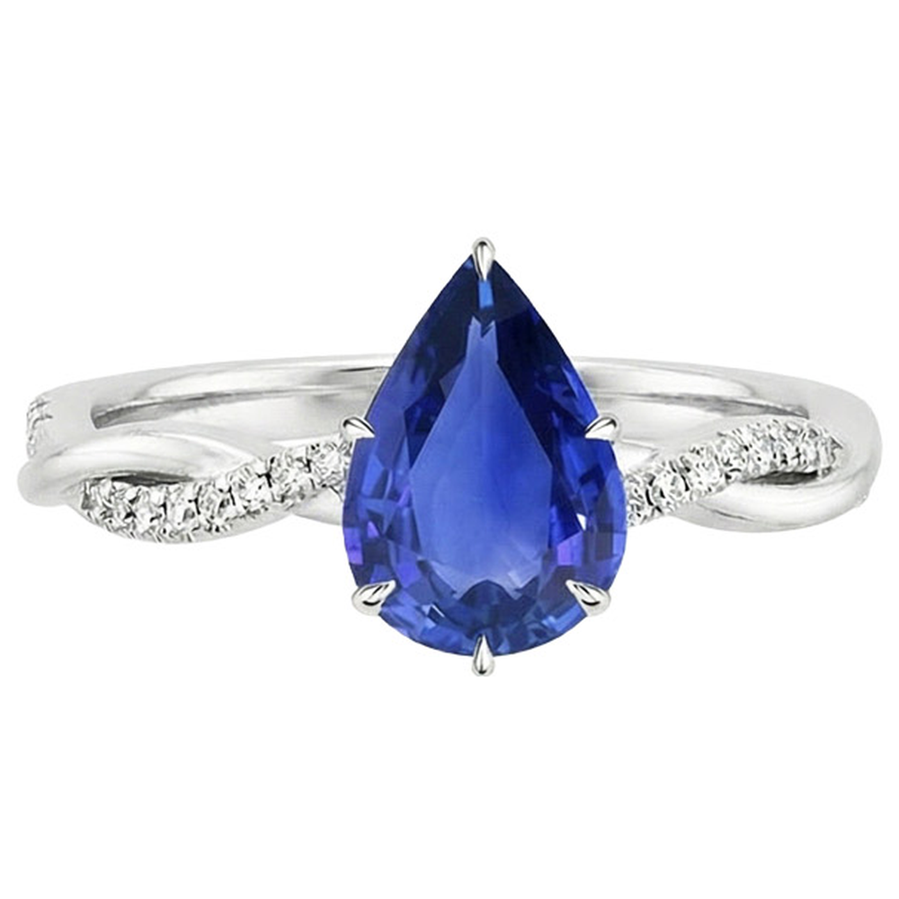 natural round sapphire 5ct ring profile view