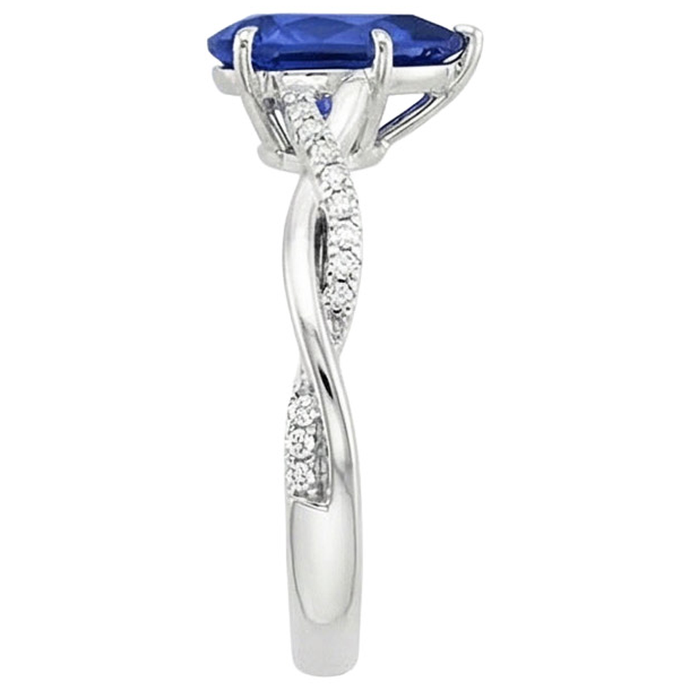 natural round sapphire 5ct ring on white background