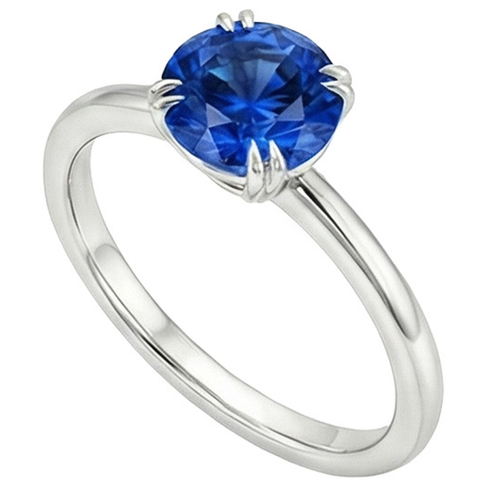 natural round sapphire 2ct ring side angle