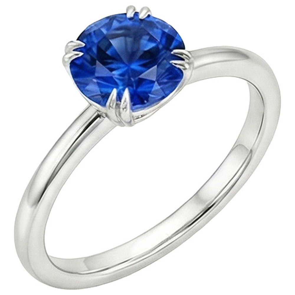 natural round sapphire 2ct ring top view