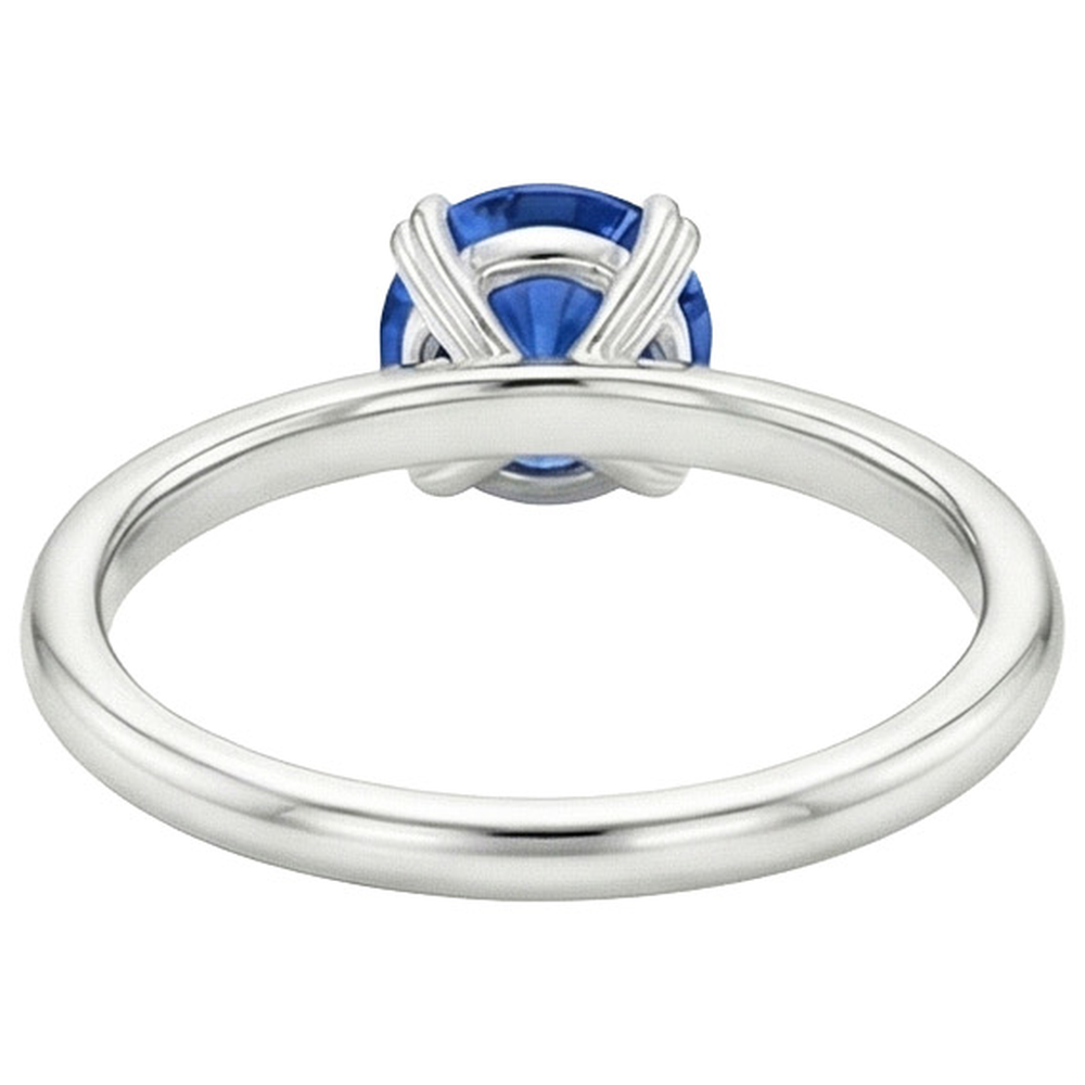 natural round sapphire 2ct ring on white background