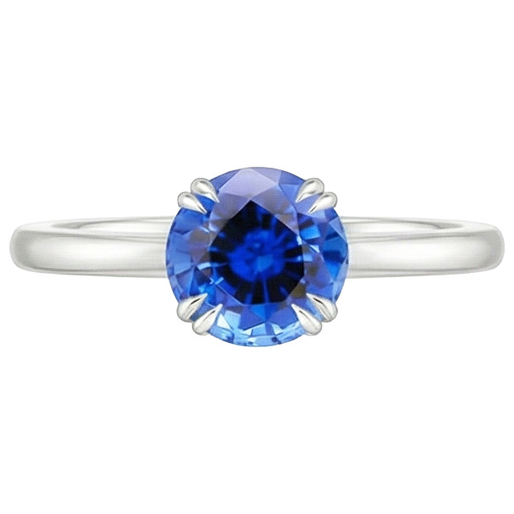 natural round sapphire 2ct ring close up detail