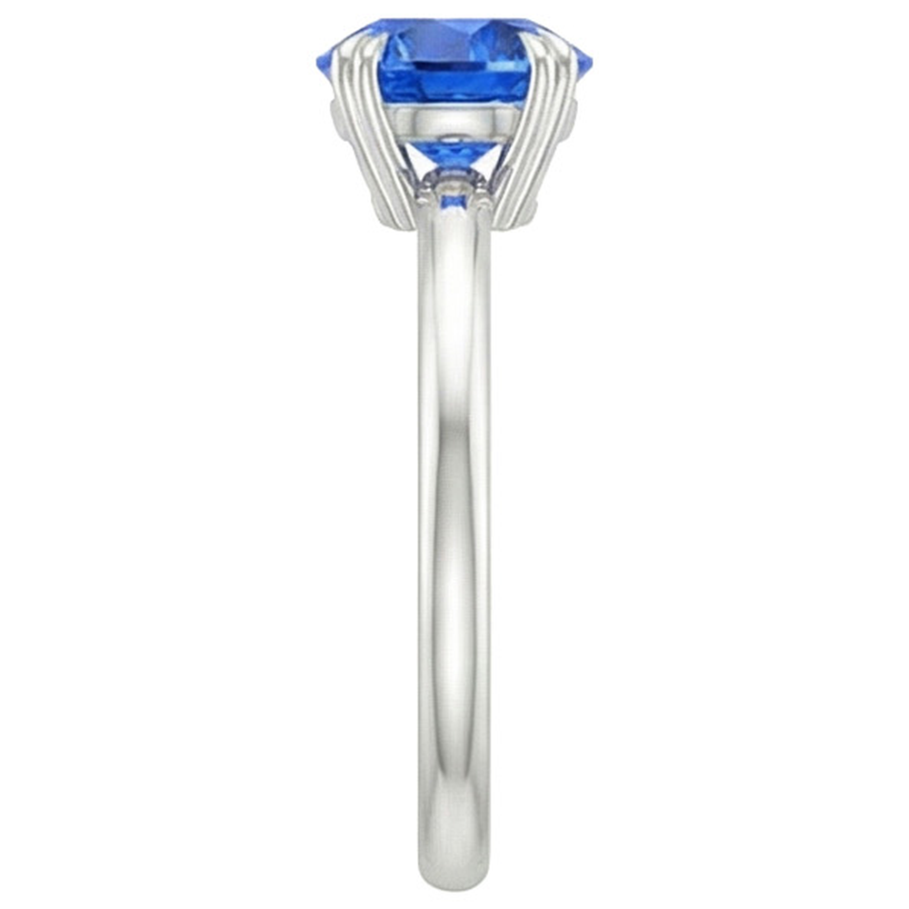 natural round sapphire 2ct ring profile view