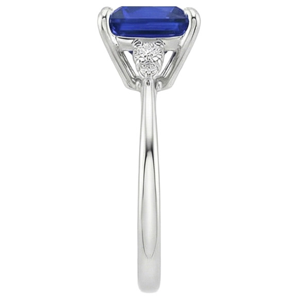 Women Engagement Ring Blue Sapphire and Natural Earth Mined Diamond ( Not Lab Grown ) 5.25 Carat