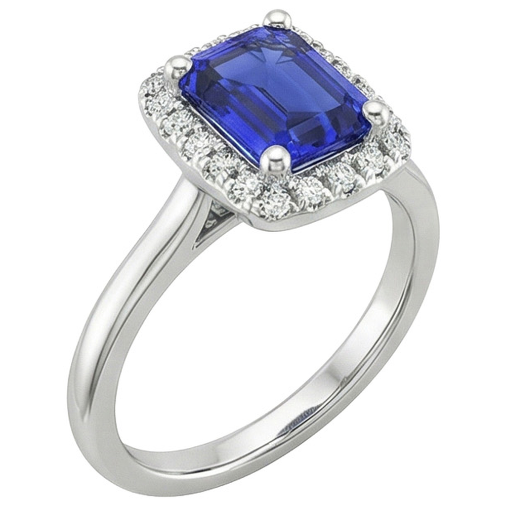 Women Engagement Ring Emerald Sri Lankan Sapphire & Natural Earth Mined Diamond ( Not Lab Grown ) 4 Carats